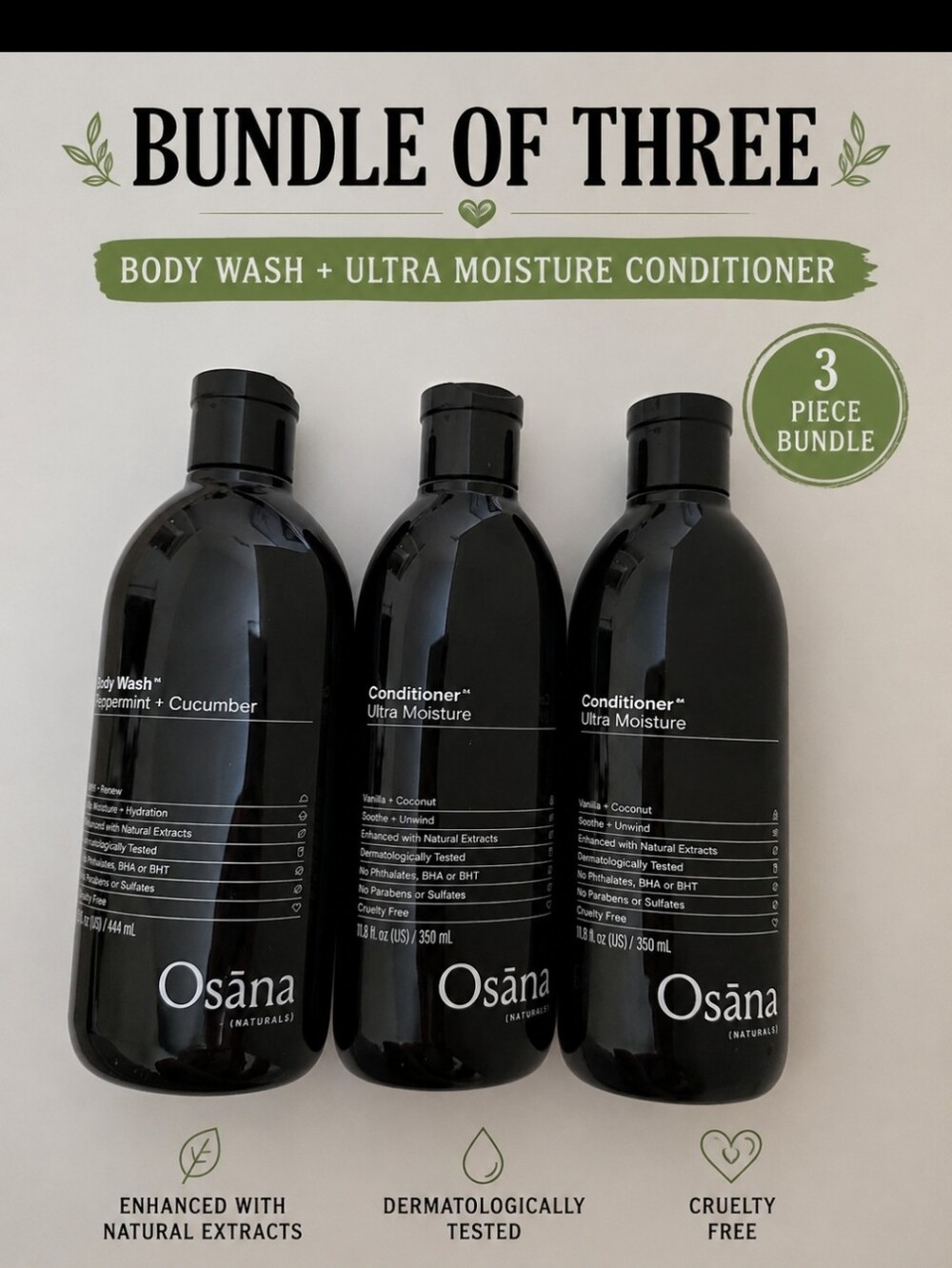 Osana Bundle  1 Body Wash + 2 Ultra Moisture Conditioners New